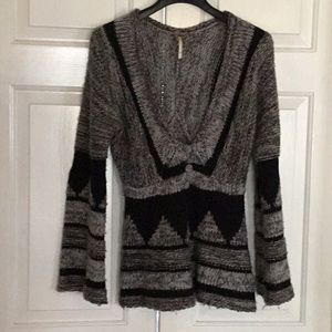 FREE PEOPLE Grey/black Nordic Cardigan Jacket S
